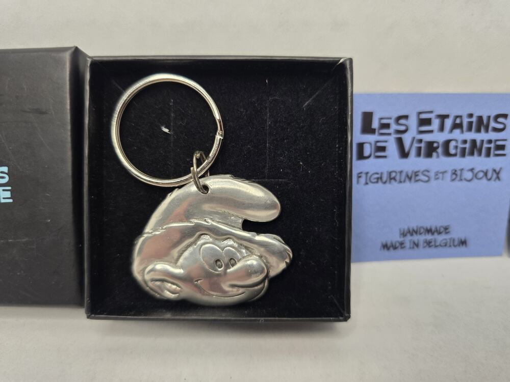 Smurf Pewter Key Chain Schtroumpf PEYO - Les etains de Virginie New